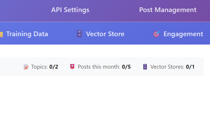 Dashboard header showing plan usage